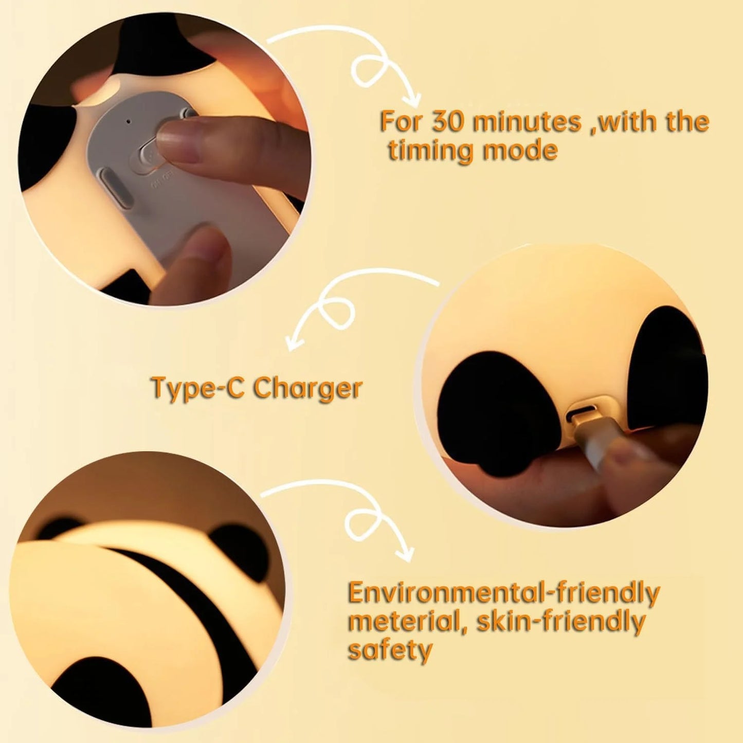 Cute Panda Night Light silicone Soft Lamp